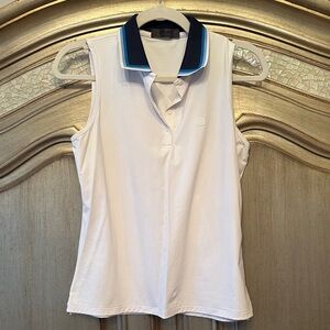 Lacoste White Tank Top with Blue Collar